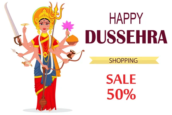 Mutlu Dussehra vektör çizim Satılık, alışveriş. Maa Durga