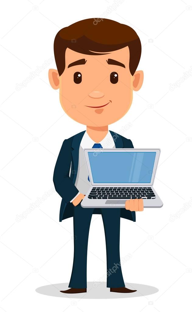 Business man cartoon character in smart clothes, office style. Y