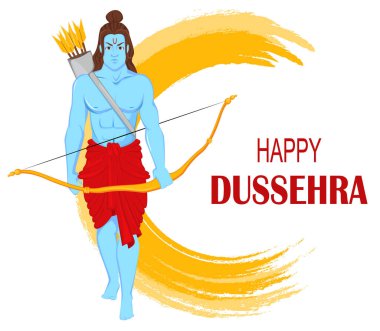 Tanrı Rama Dussehra Navratri Festivali için ok ve yayla 