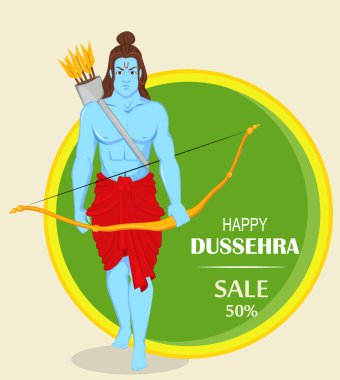Tanrı Rama Dussehra Navratri Festivali için ok ve yayla 
