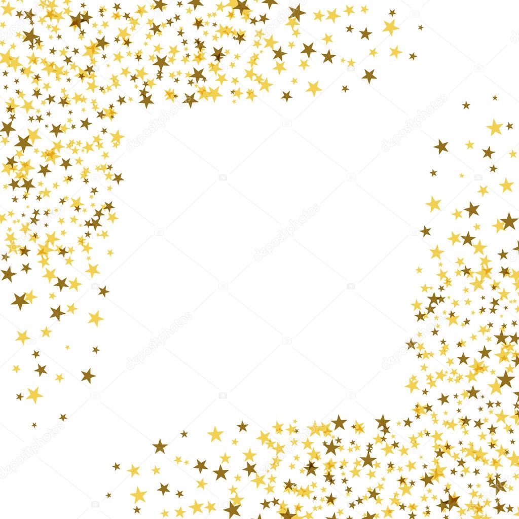 Golden stars with white square in the middle. Abstract backgroun