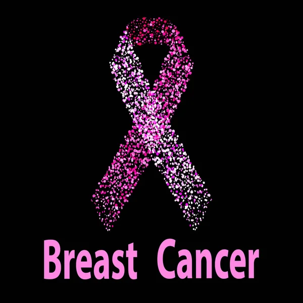 Prsu rakovina povědomí růžová stuha z teček. Ženy healthca — Stockový vektor