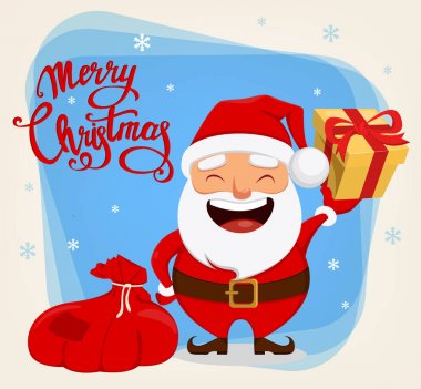 Noel Baba hediyeleri ve hediye kutusu ile ihale gülümseyen