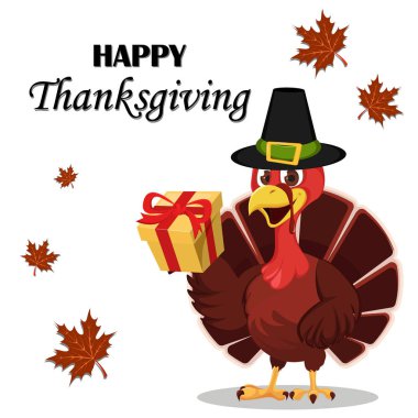 Şükran Günü tebrik kartı Hacı giyen Türkiye kuş 