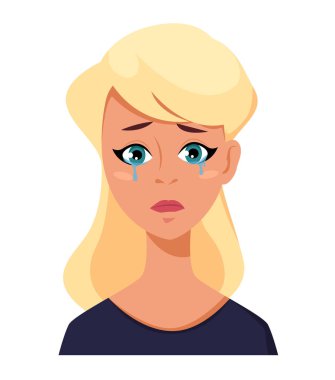 Sarışın bir kadın - ağlama, mutsuz yüz ifadesi.