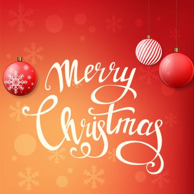 Noel ağacı oyuncaklar ve el ile neşeli Noel tebrik kartı 