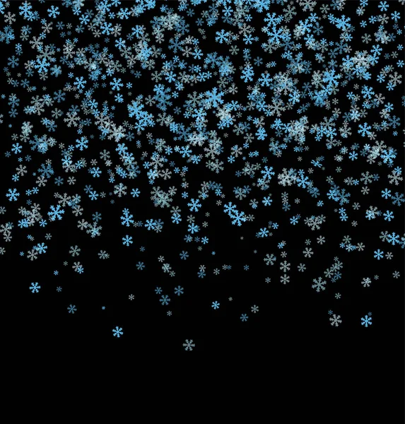 Chute de flocons de neige sur fond noir. — Image vectorielle