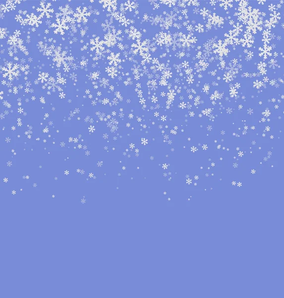 Падающие белые снежинки на фиолетовом фоне — стоковый вектор