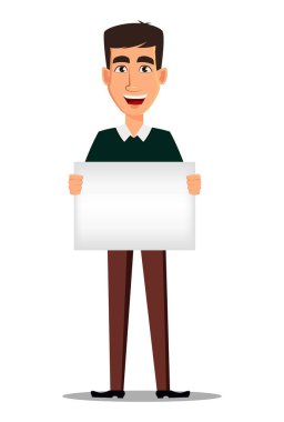 Akıllı rahat kıyafetler holdi içinde genç yakışıklı gülümseyen iş adamı