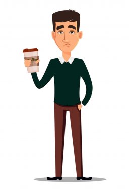 Genç yakışıklı üzgün işadamı tutarak akıllı rahat kıyafetler içinde bir