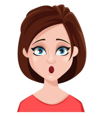 Bir kadının - sürpriz yüz ifadesi. Kadın duygular. 