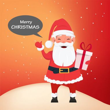 Merry Christmas ve gülümseyen bir mutlu yeni yıl tebrik kartı 