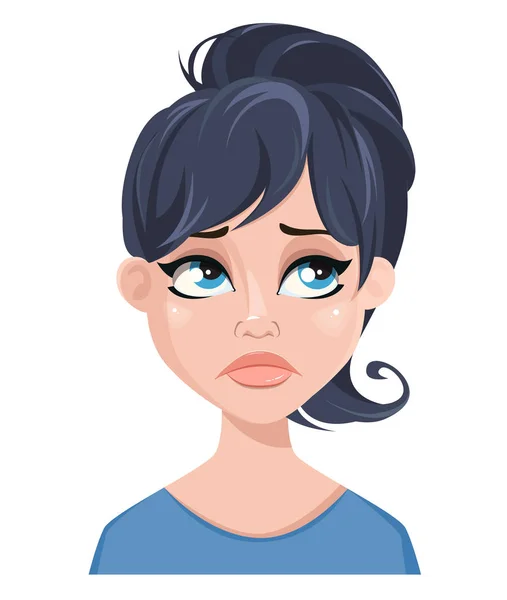 Ansiktsuttryck av en kvinna - ledsen, olycklig — Stock vektor