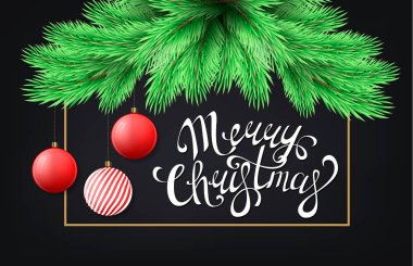 Neşeli Noel Kartpostalı köknar ağacı dalı ile