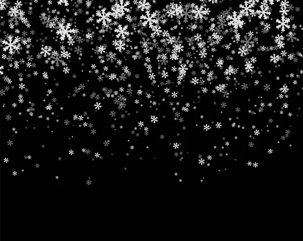 Chute de neige sur fond noir . — Image vectorielle