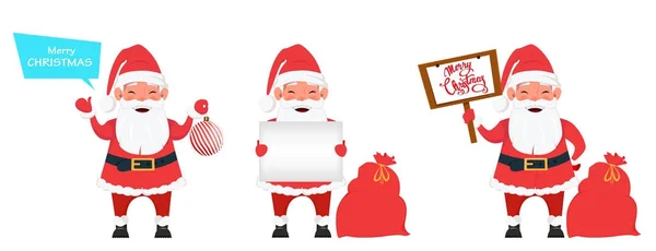 Set lachende Santa Claus, drie houdingen — Stockvector