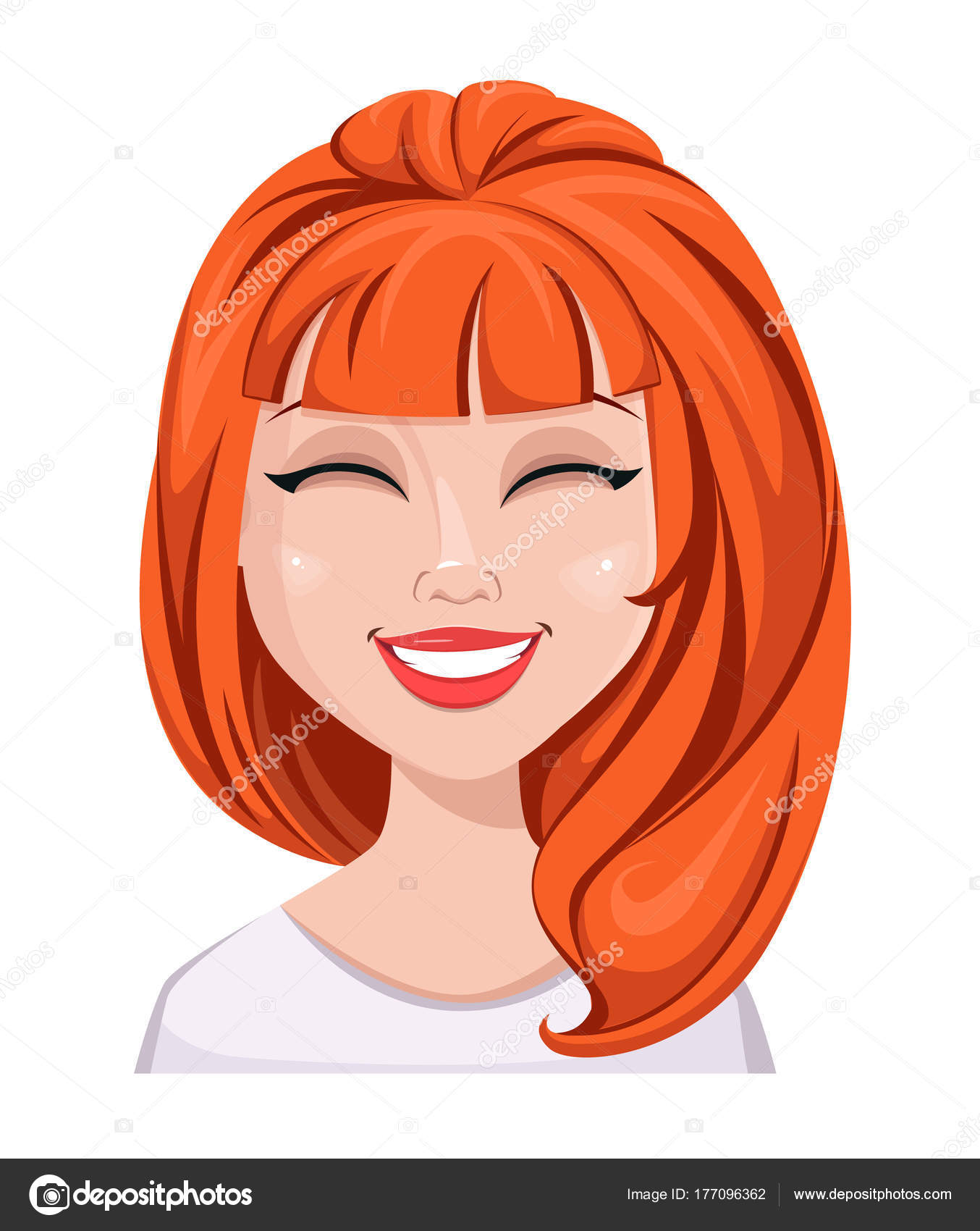 Facial Expression Of A Redhead Woman Laughing Stock Vector Image By ©vectorkif 177096362