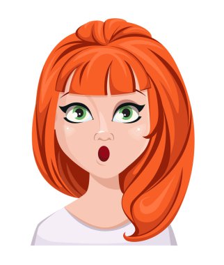 Bir kızıl saçlı kadının - sürpriz yüz ifadesi