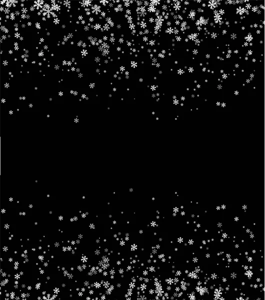 Copos de nieve blancos sobre fondo negro — Vector de stock