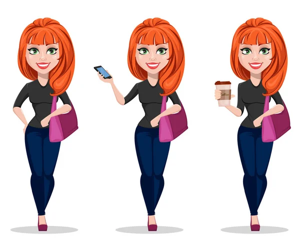 Rahat kıyafetler şık kız. Ayarla.