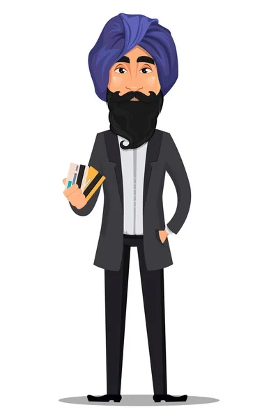 Hombre de negocios indio personaje de dibujos animados — Vector de stock