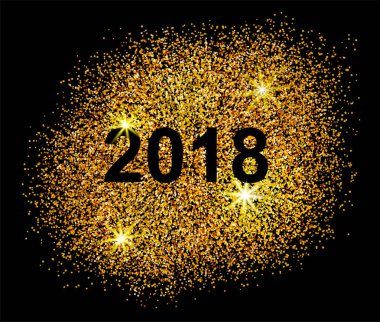 Mutlu yeni yıl 2018 kartpostal siyah arka plan üzerine