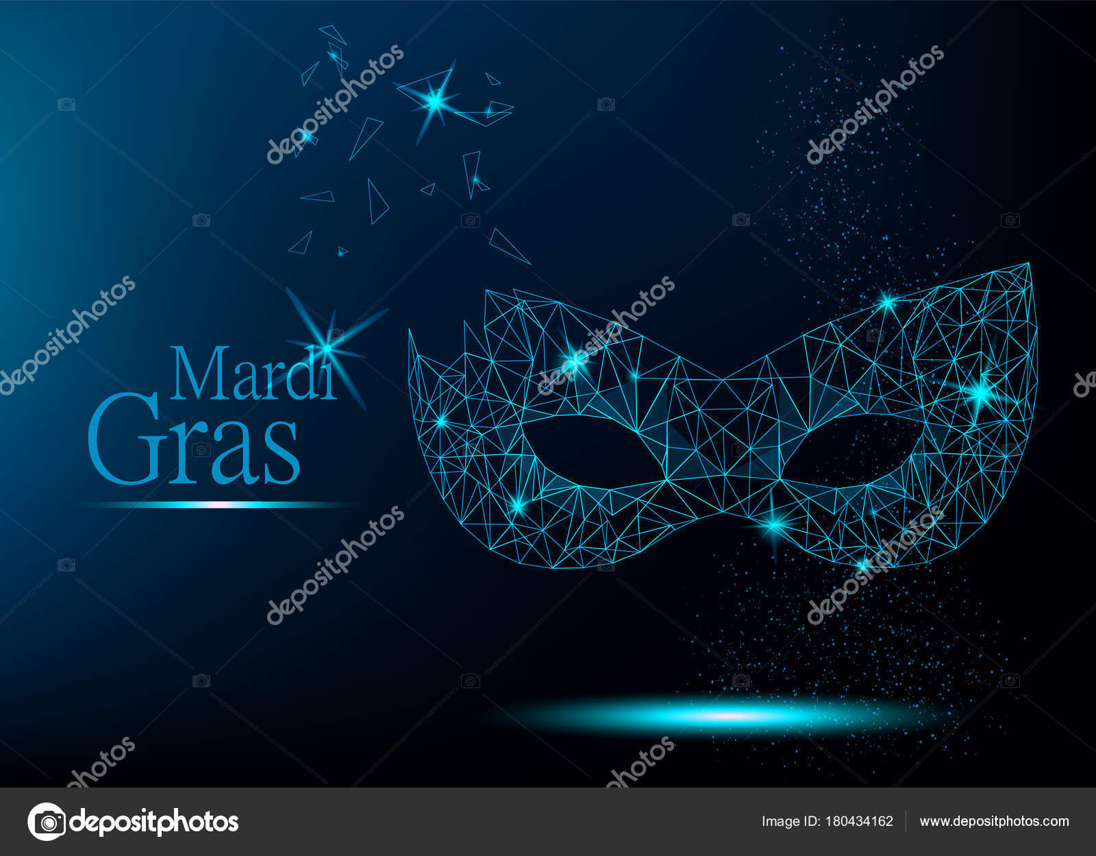 Mardi Gras blue polygonal carnival mask Stock Vector Image by