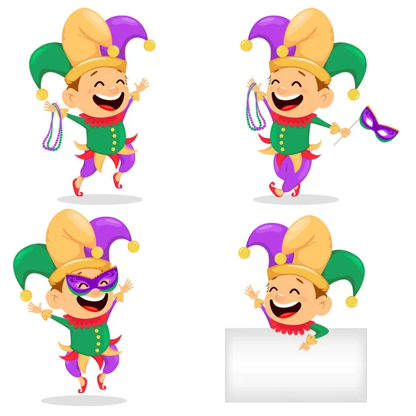 Bufón de Mardi Gras, listo — Vector de stock