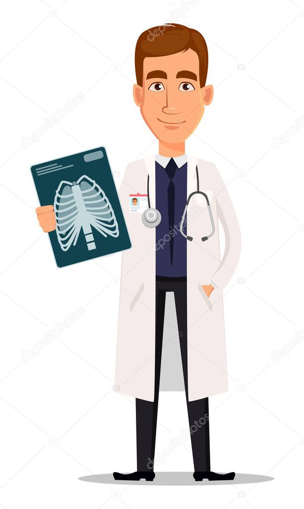 Young professional doctor holding x-ray shot