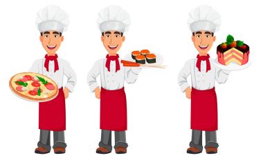Üniforma ve aşçı şapkalı genç profesyonel şef