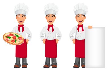 Üniforma ve aşçı şapkalı genç profesyonel şef