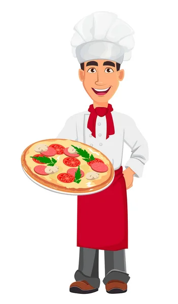 Joven chef profesional en uniforme — Vector de stock