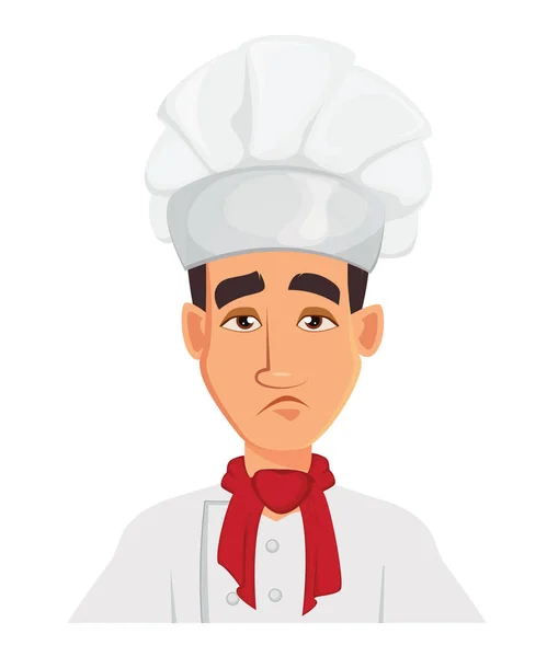 Expresión facial del chef hombre, triste, cansado . — Archivo Imágenes Vectoriales