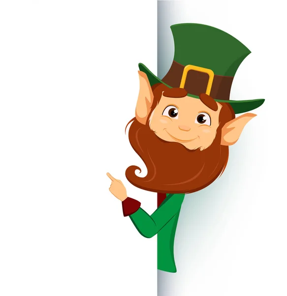 Смолящий мультяшный персонаж Лепрехт в зеленой шляпе — стоковый вектор