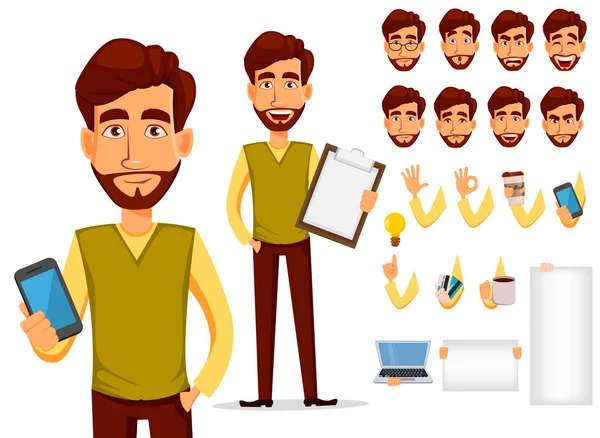 Hombre de negocios con barba — Vector de stock