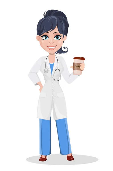 Doctora, personal médico profesional — Vector de stock