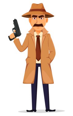 Şapkanı ve Paltonu dedektif. Yakışıklı karakter