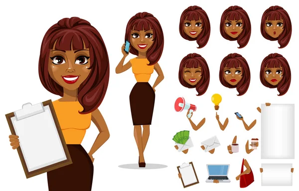 Afroamericana mujer de negocios personaje de dibujos animados — Archivo Imágenes Vectoriales