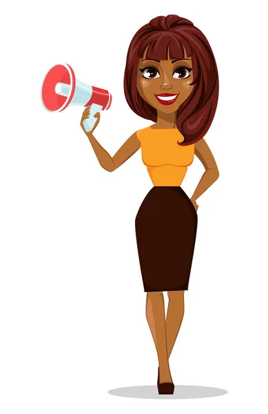 Afroamericana mujer de negocios personaje de dibujos animados — Vector de stock