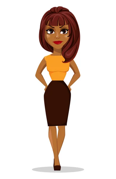 Afroamericana mujer de negocios personaje de dibujos animados — Vector de stock