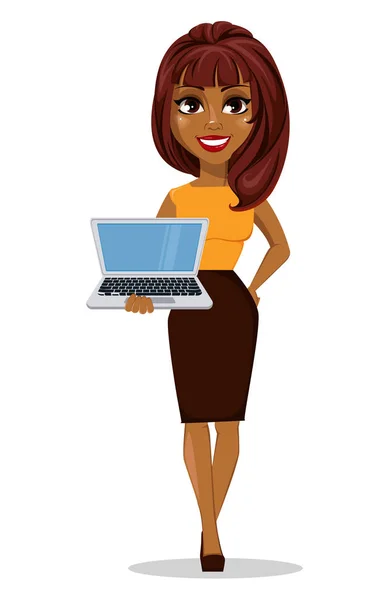 Africano mulher de negócios americano personagem dos desenhos animados —  Vetores de Stock