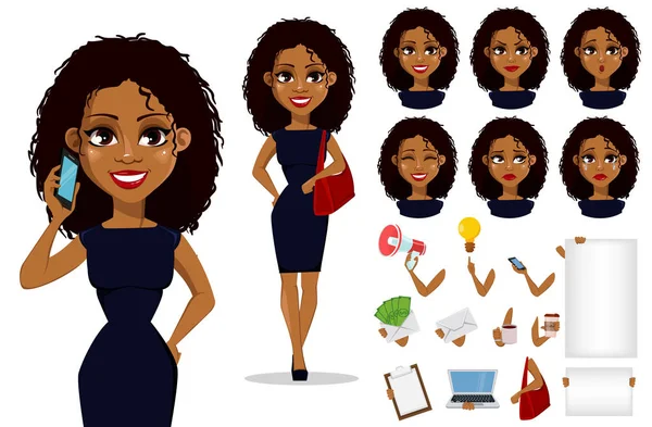 Afryki amerykański biznes kobieta kreskówka — Wektor stockowy