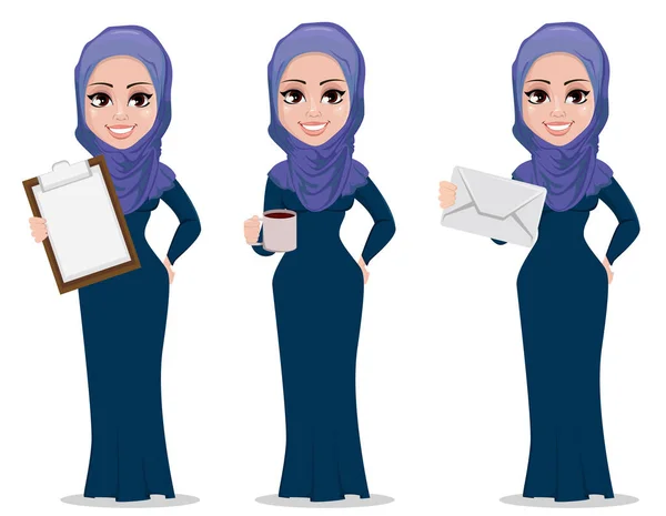 Arapça iş kadın çizgi film karakteri — Stok Vektör