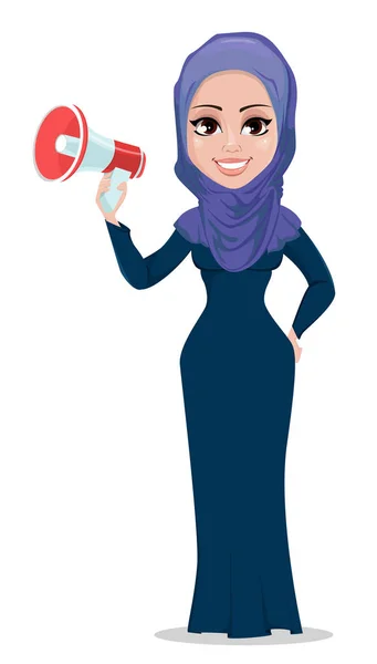 Arabe femme d'affaires personnage de dessin animé — Image vectorielle