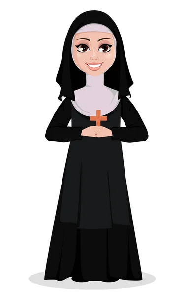 Nun cartoon character. — Stock Vector