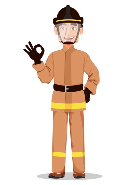 Personaje de dibujos animados bombero — Vector de stock