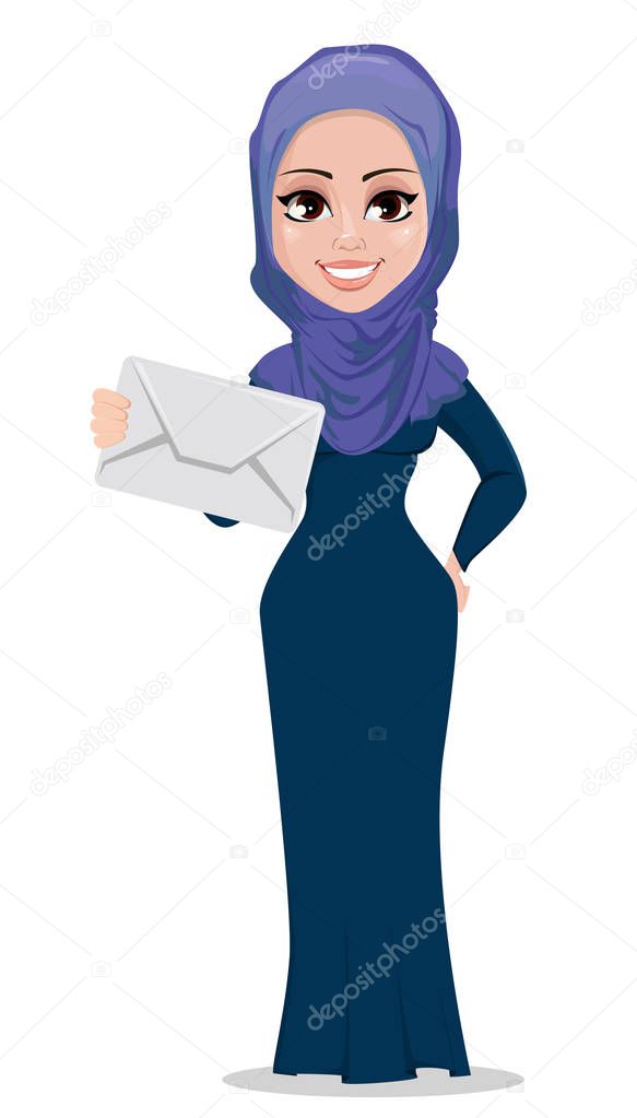 Arabic business woman cartoon character