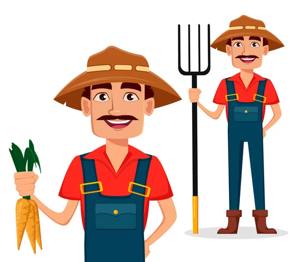 Juego de personajes de dibujos animados Farmer — Vector de stock