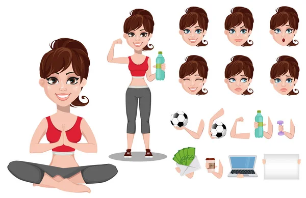 Hermosa mujer en traje deportivo . — Vector de stock