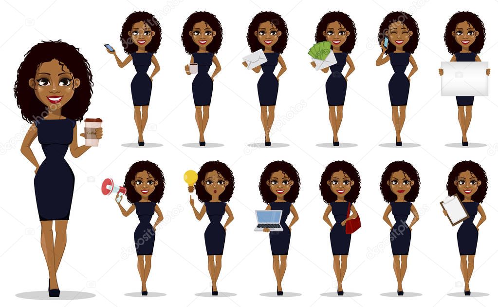 African American business woman, set